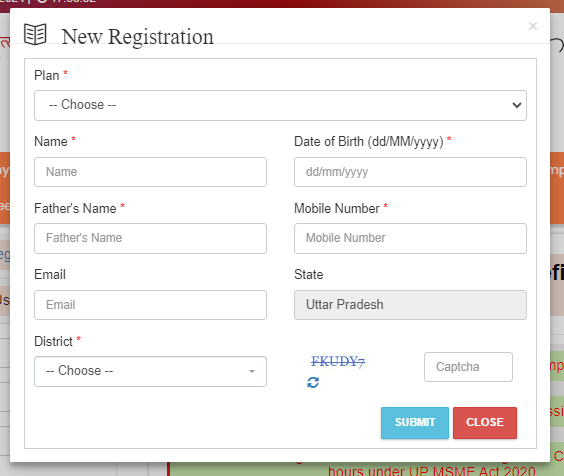 Steps for New User Registration on the www.diupmsme.upsdc.gov.in Portal